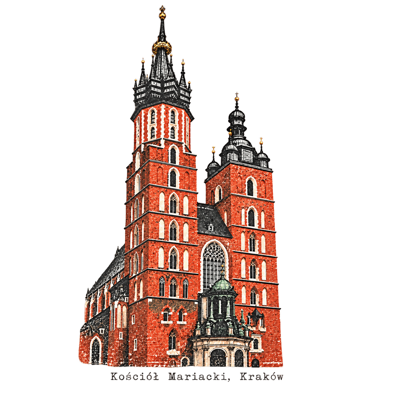 Kościół Mariacki w Krakowie - to prawdziwa fotografia, nieco przerobiona i wystylizowana AI